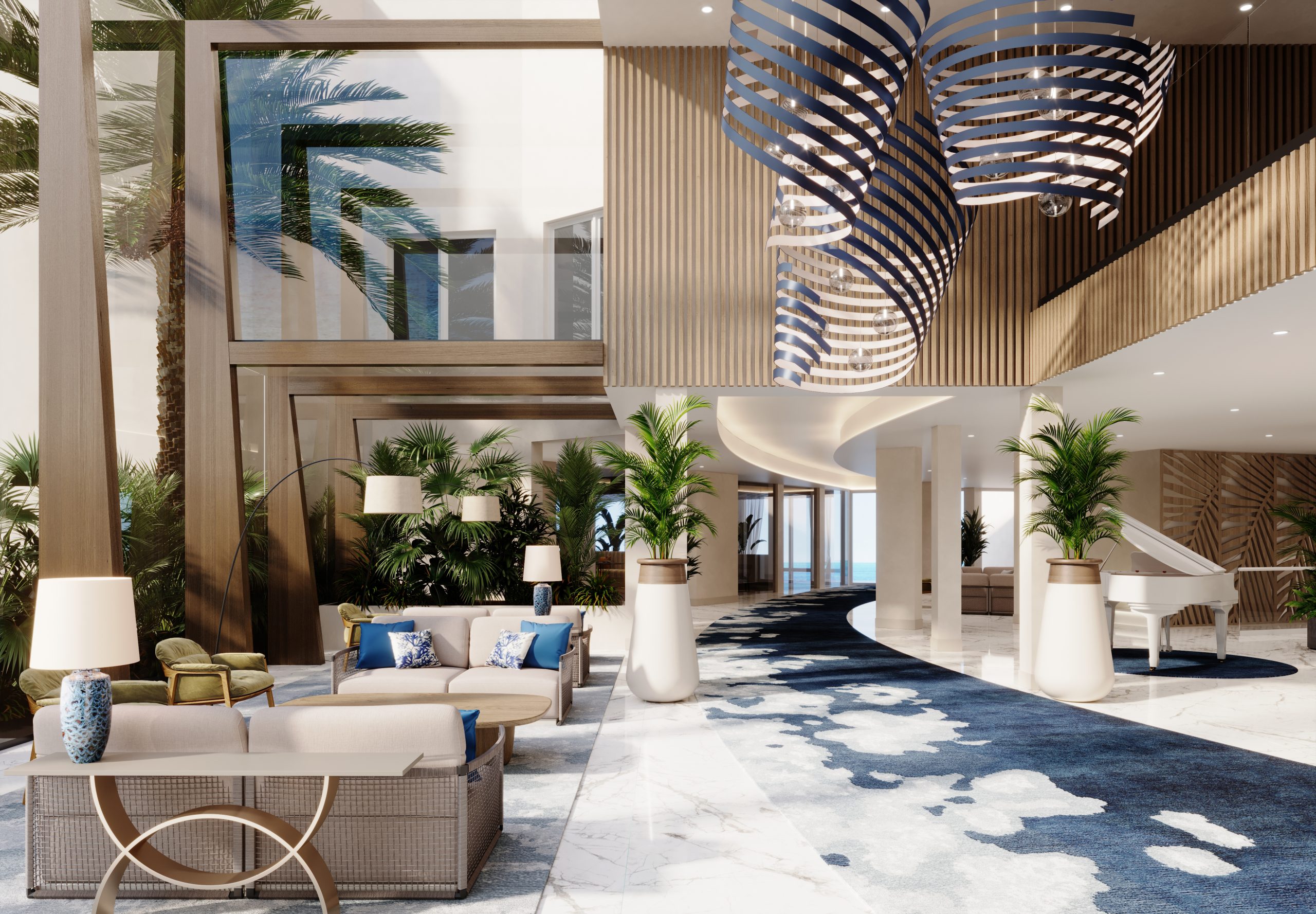 Hotel lobby, interior design concept, Algarve