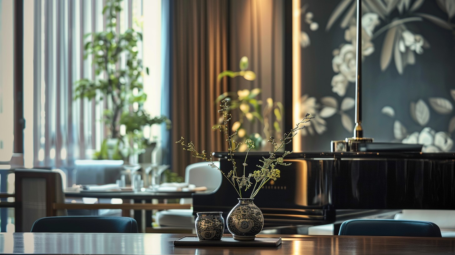 Piano bar and restaurant, interior design concept
